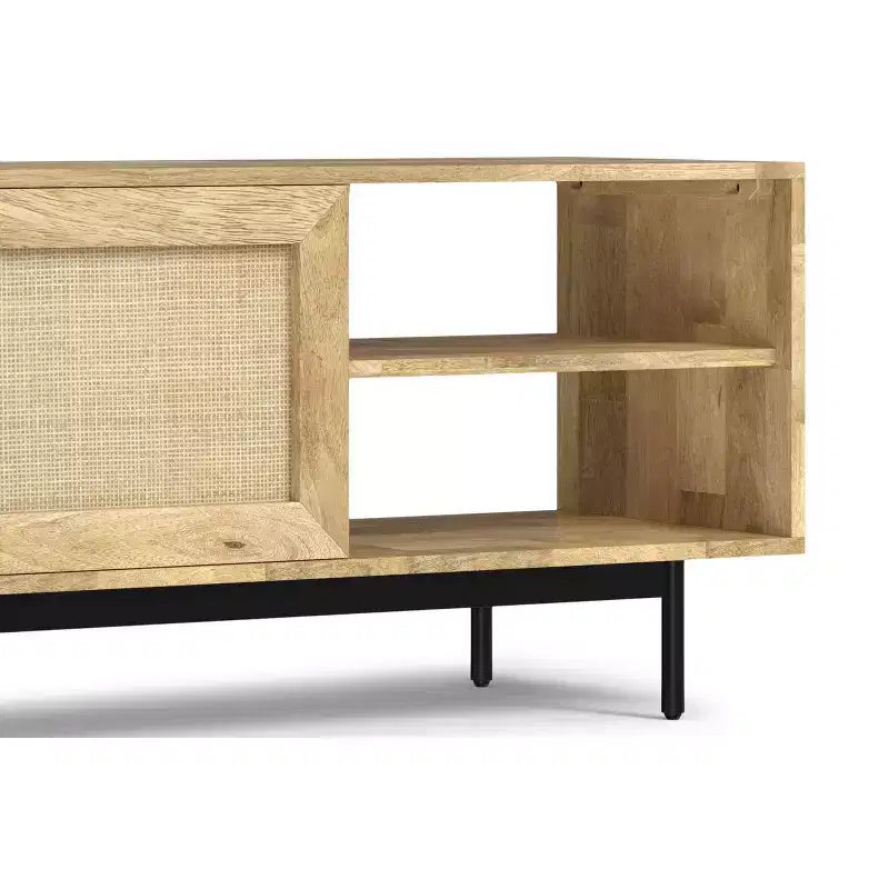 54" Wide Solid Wood Transitional TV Stand in Black, For TVs up to 60"