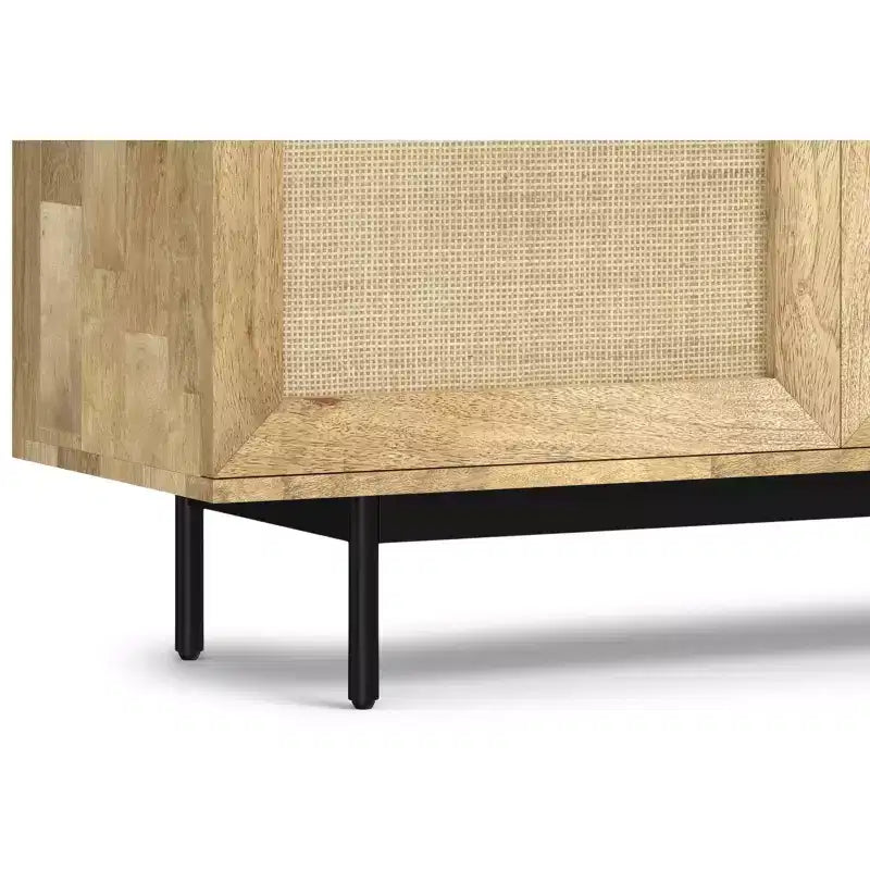 54" Wide Solid Wood Transitional TV Stand in Black, For TVs up to 60"