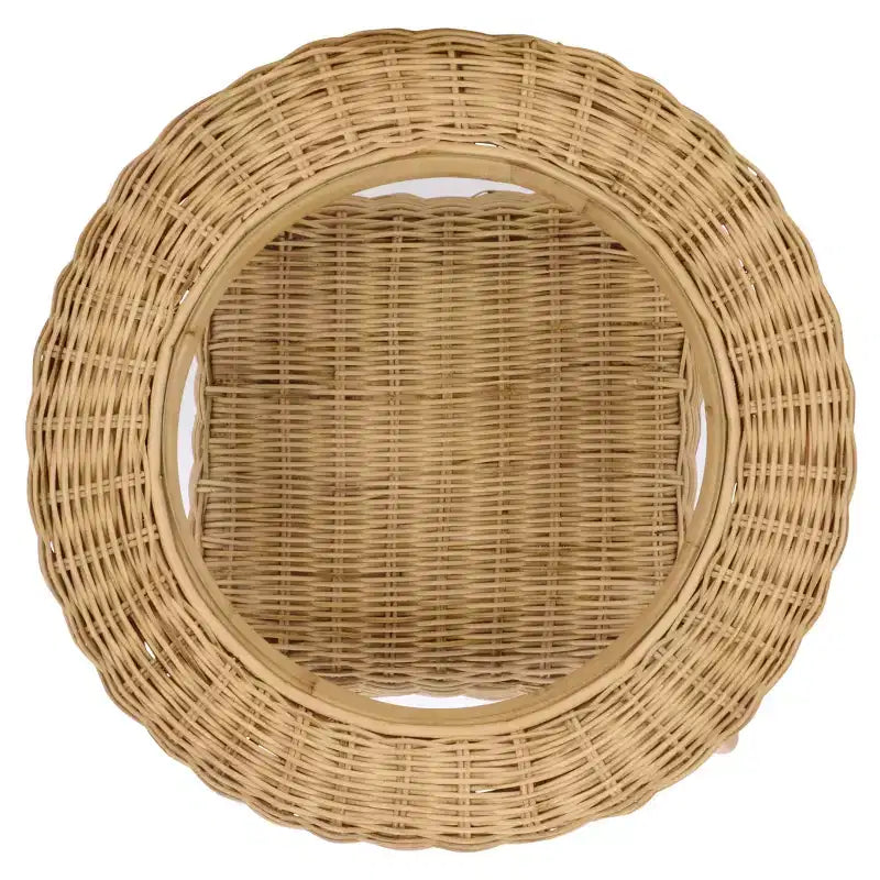 Glass Top Rattan Accent Table - Natural/Clear, Round, No Assembly Required
