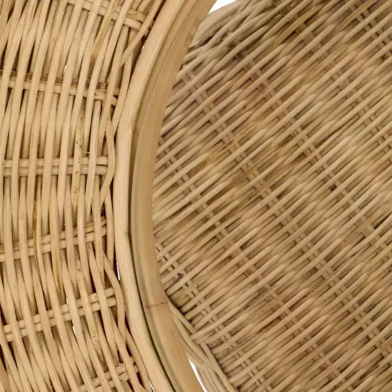 Glass Top Rattan Accent Table - Natural/Clear, Round, No Assembly Required
