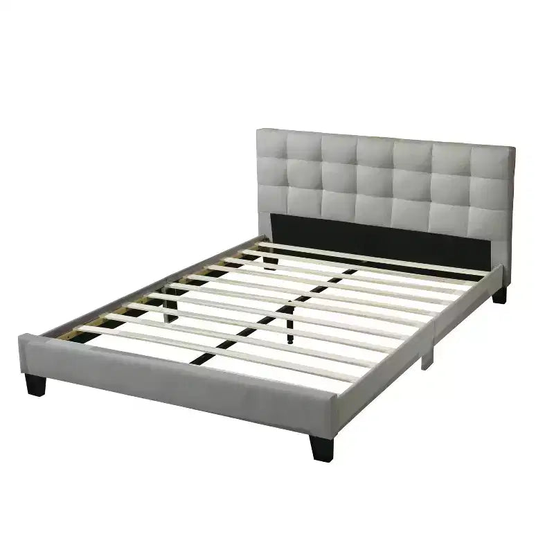 Lucas Contemporary Wood Upholstered Platform Bed with Square Tufted Headboard