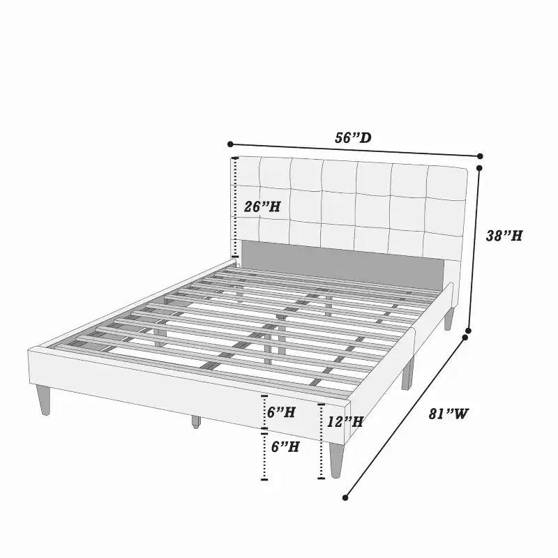 Lucas Contemporary Wood Upholstered Platform Bed with Square Tufted Headboard