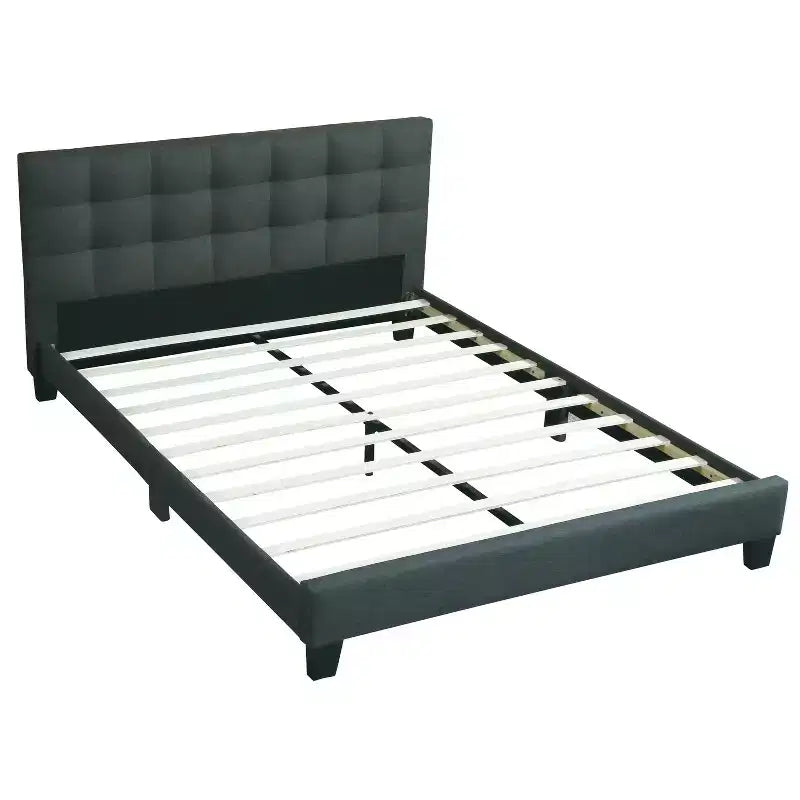 Lucas Contemporary Wood Upholstered Platform Bed with Square Tufted Headboard