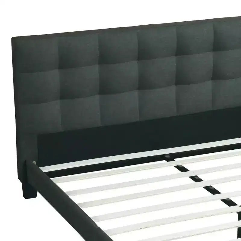 Lucas Contemporary Wood Upholstered Platform Bed with Square Tufted Headboard