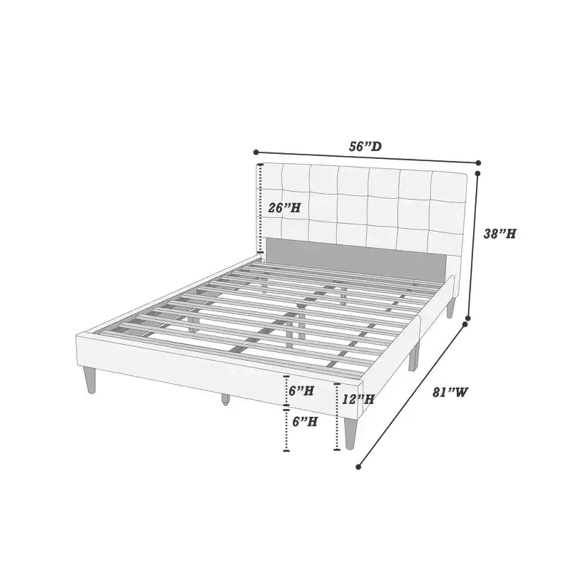 Lucas Contemporary Wood Upholstered Platform Bed with Square Tufted Headboard