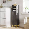 Bathroom Storage Cabinet, Modern Corner Floor Cabinet with Drawer, Door and Adjustable Shelf, Black