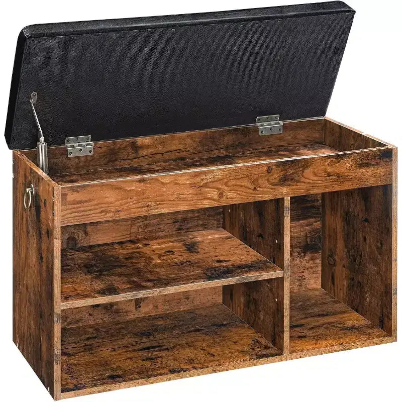 Shoe Storage Bench with Padded Cushion, Entryway Bench with Flip-Open Storage & Adjustable Shelf, Hidden Compartment Shoe Rack