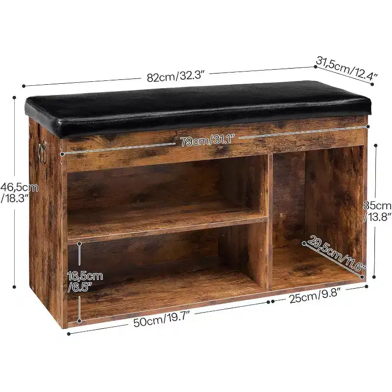 Shoe Storage Bench with Padded Cushion, Entryway Bench with Flip-Open Storage & Adjustable Shelf, Hidden Compartment Shoe Rack