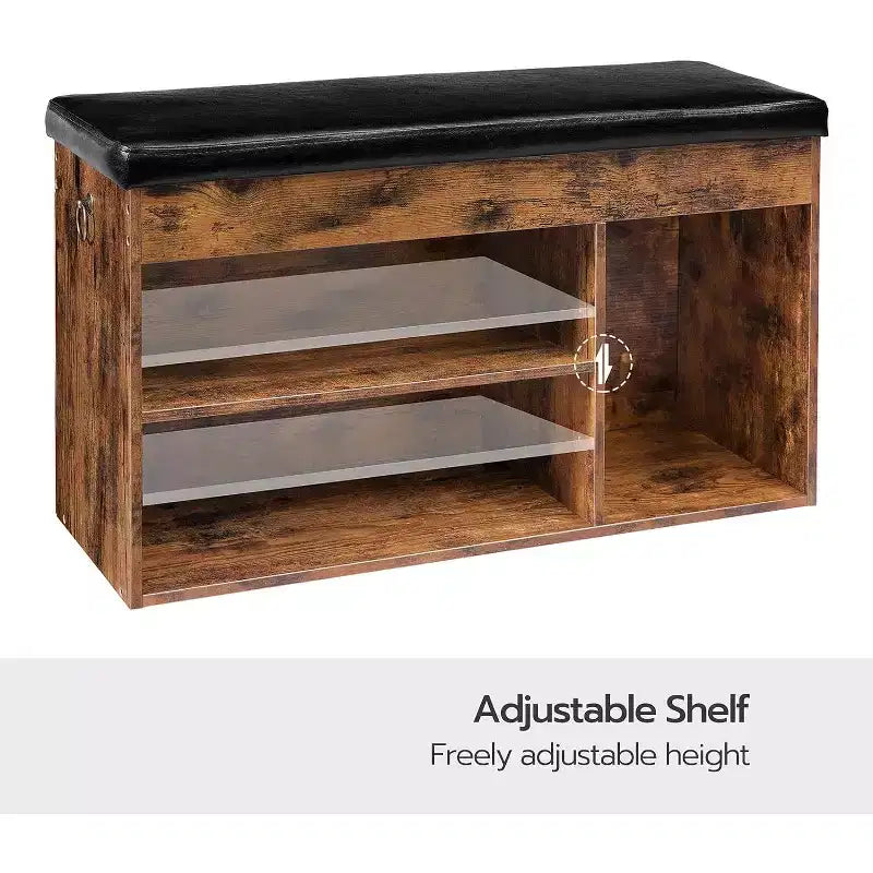 Shoe Storage Bench with Padded Cushion, Entryway Bench with Flip-Open Storage & Adjustable Shelf, Hidden Compartment Shoe Rack