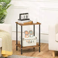 Small Industrial End Table with 2-Layer Storage Shelves, Sofa Side Table for Small Spaces, Living Room/Bedroom