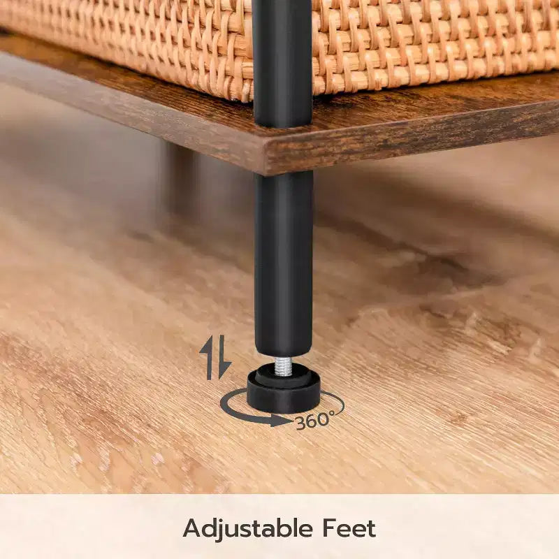 Small Industrial End Table with 2-Layer Storage Shelves, Sofa Side Table for Small Spaces, Living Room/Bedroom