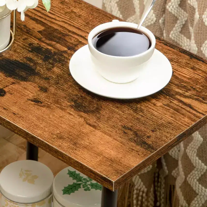 Small Industrial End Table with 2-Layer Storage Shelves, Sofa Side Table for Small Spaces, Living Room/Bedroom