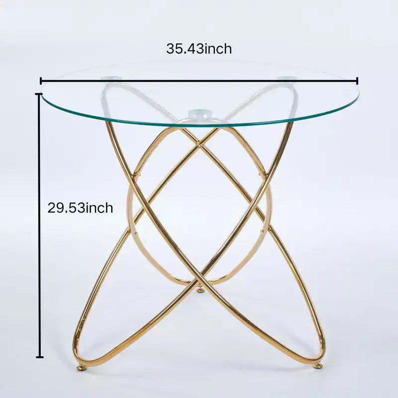 Dining Table with Metal Leg and Tempered Glass Top, Modern Space-Saving Design for Kitchen or Living Room