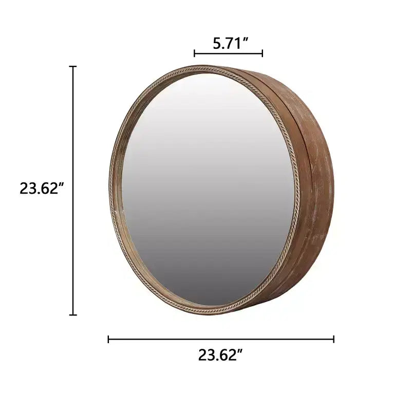 23.6" Modern Sliding Round Wall Mirror with Storage, Space-Saving Vanity Mirror for Bathroom, Accent Mirror for Living Room