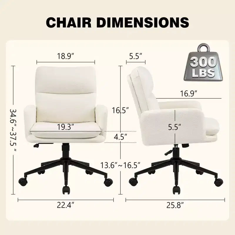 Modern Home Office Desk Chair with High Backrest, Chenille Upholstered Accent Chair