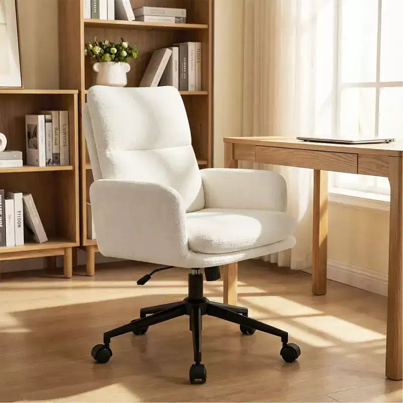 Modern Home Office Desk Chair with High Backrest, Chenille Upholstered Accent Chair