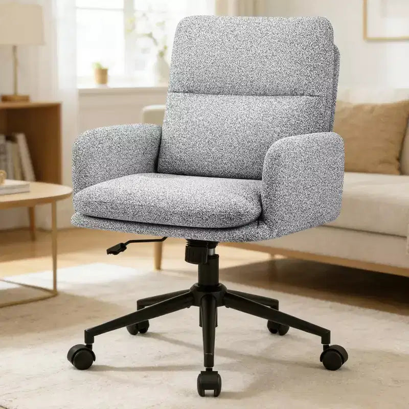 Modern Home Office Desk Chair with High Backrest, Chenille Upholstered Accent Chair