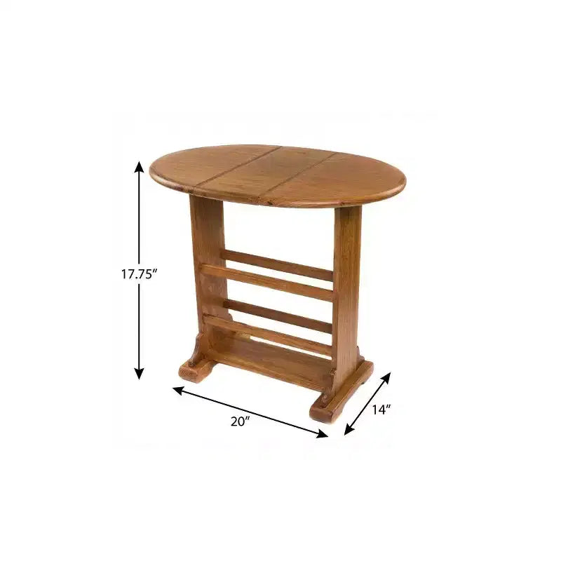 18" Brown Solid Wood Oval End Table