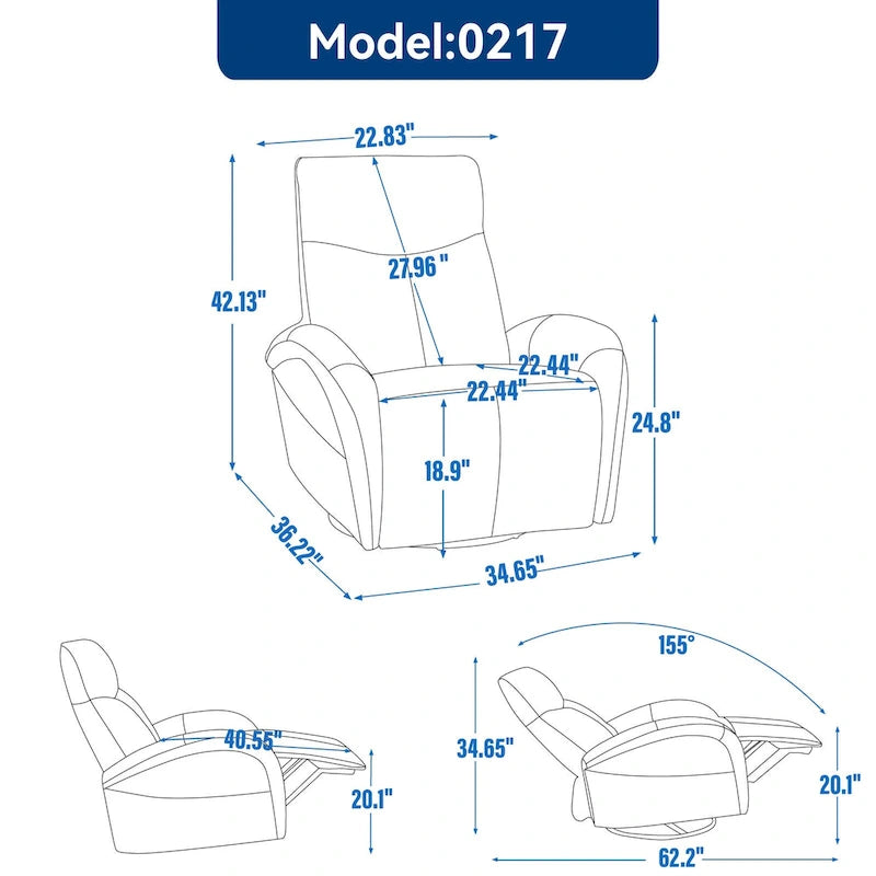 Fauteuil inclinable électrique pivotant et à bascule en similicuir avec soutien lombaire, pivotement maximal de 270 degrés, ports USB et Type-C