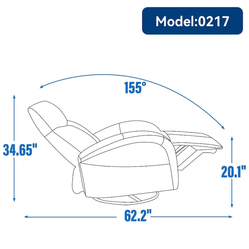Fauteuil inclinable électrique pivotant et à bascule en similicuir avec soutien lombaire, pivotement maximal de 270 degrés, ports USB et Type-C