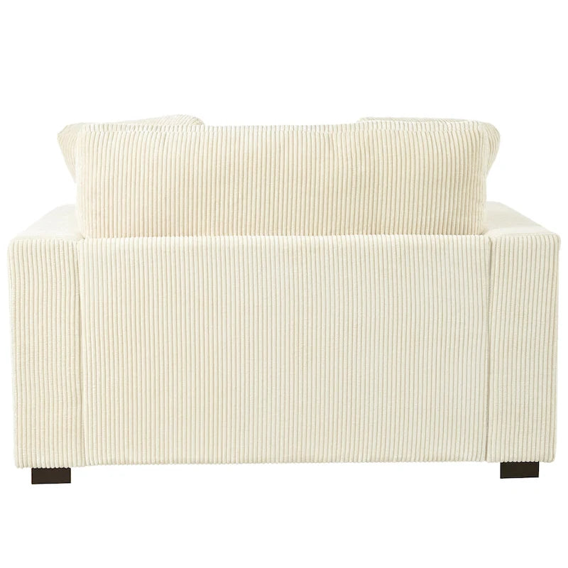 Chaise longue beige de 53,5 po avec pieds en bois massif et coussins confortables