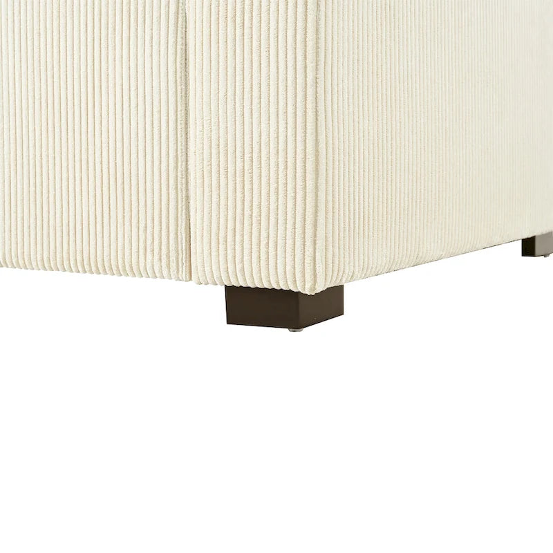 Chaise longue beige de 53,5 po avec pieds en bois massif et coussins confortables