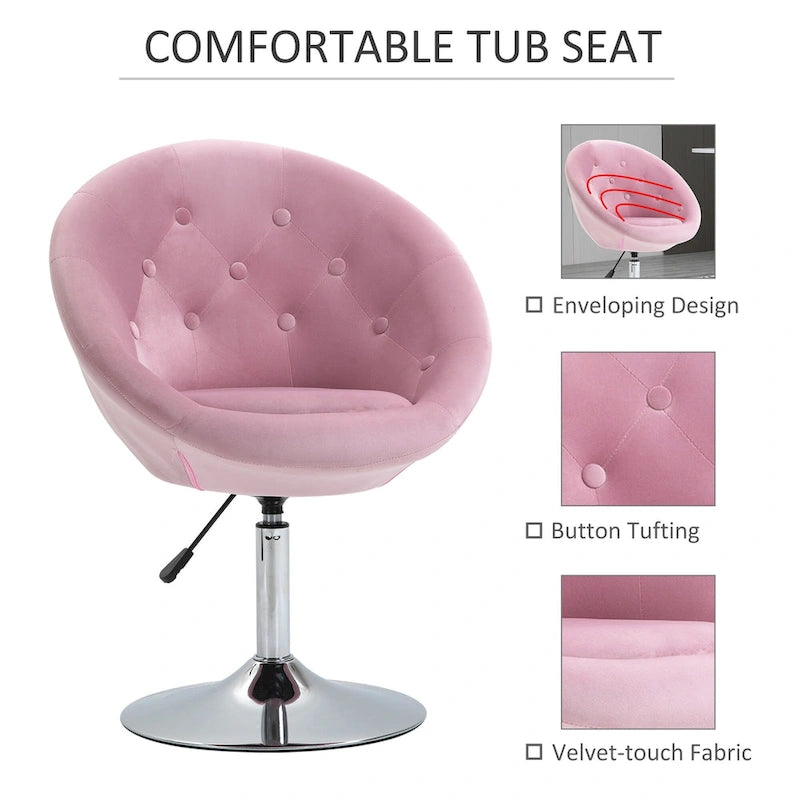 Fauteuil d'appoint pivotant rose moderne 26