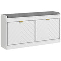 Banc d'entrée avec 2 tiroirs basculants, un coussin d'assise et 2 aérations, pour 8 paires de chaussures, pour couloir