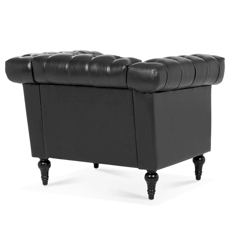 Fauteuil d'appoint capitonné noir moderne 39 avec clous décoratifs