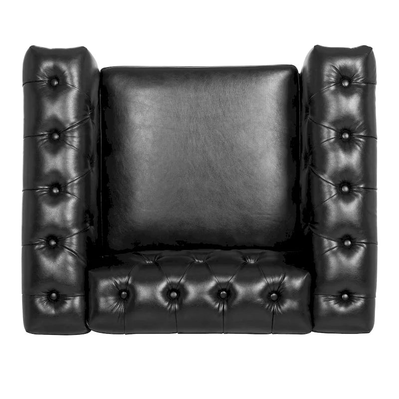 Fauteuil d'appoint capitonné noir moderne 39 avec clous décoratifs