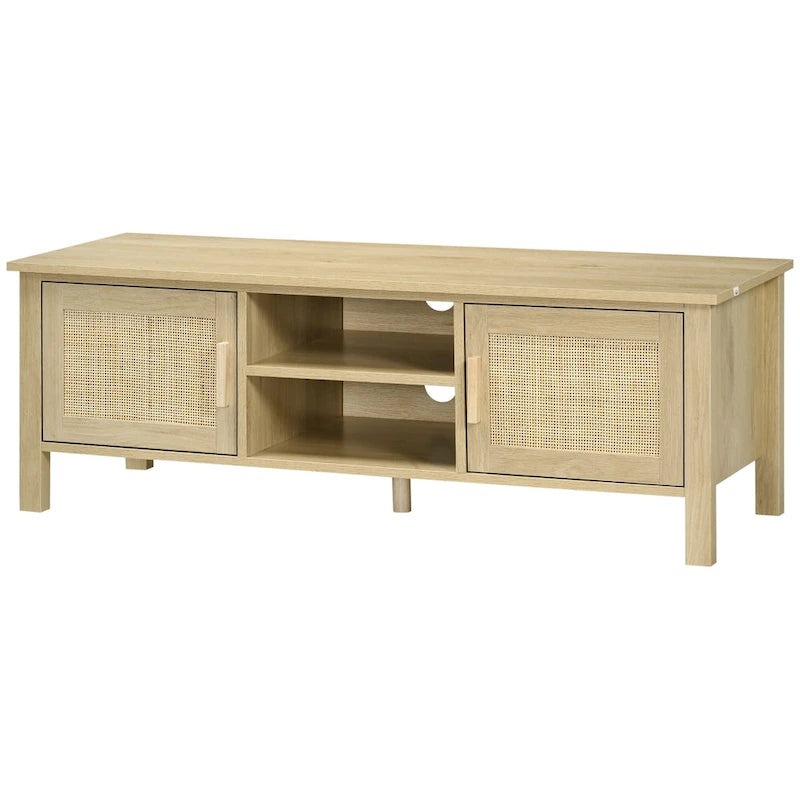 Meuble TV 47,3" avec porte en rotin et rangement pour téléviseurs de moins de 60"