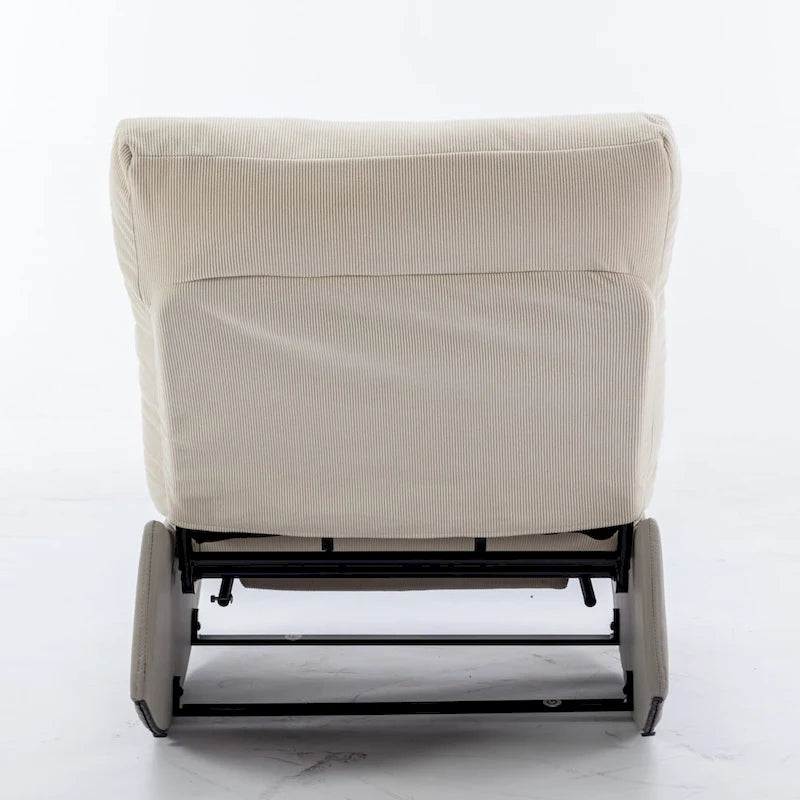 Fauteuil inclinable à bascule en velours côtelé avec repose-pieds et pied en cuir PU