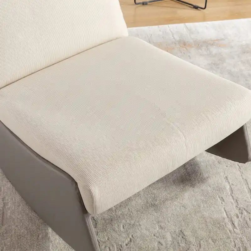 Fauteuil inclinable à bascule en velours côtelé avec repose-pieds et pied en cuir PU