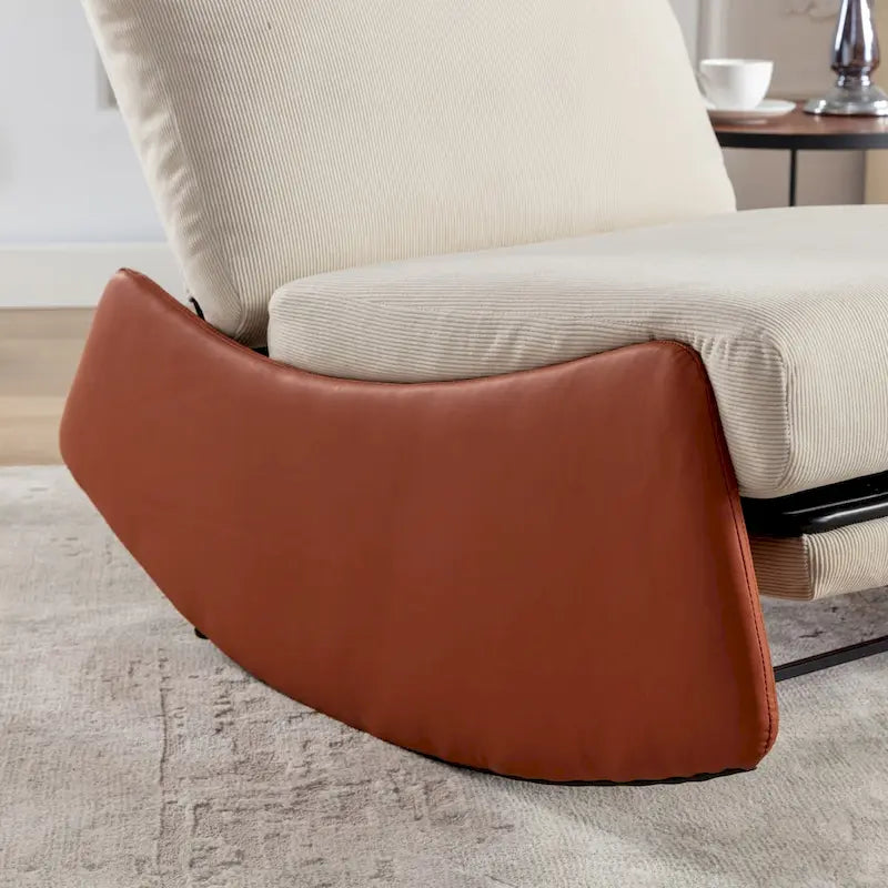 Fauteuil inclinable à bascule en velours côtelé avec repose-pieds et pied en cuir PU