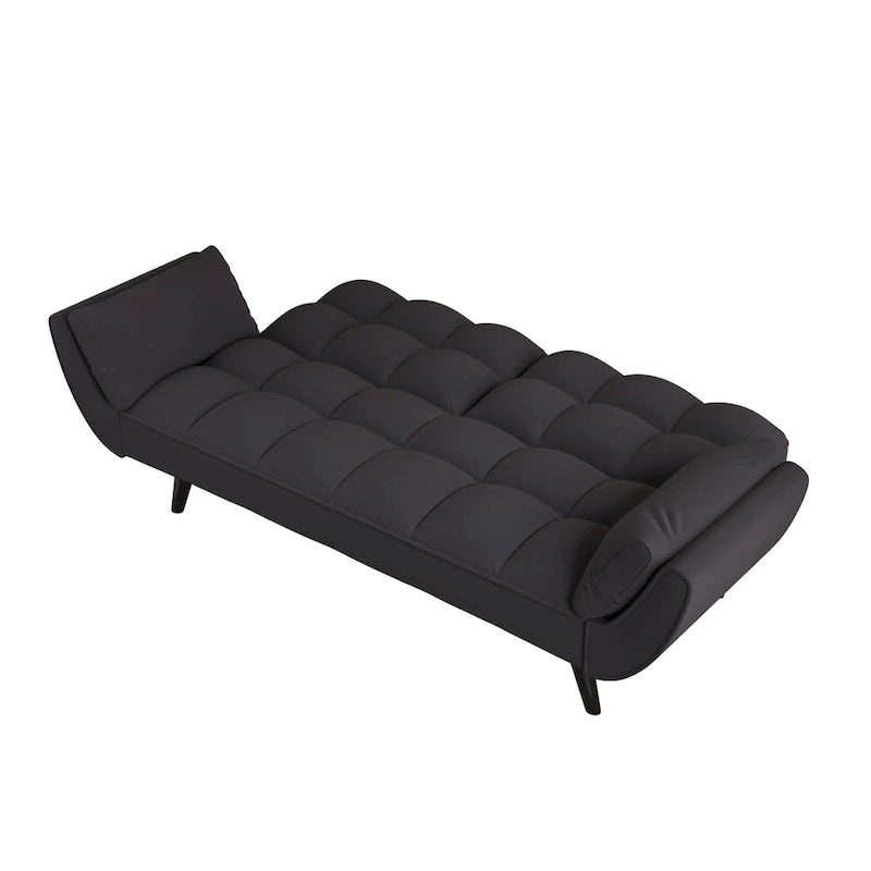 Canapé convertible 2 places noir 57 avec dossier réglable, oreillers