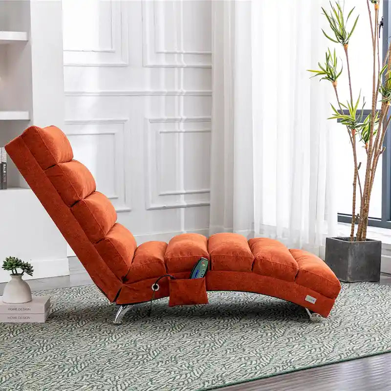 Chaise longue de massage intérieure en lin