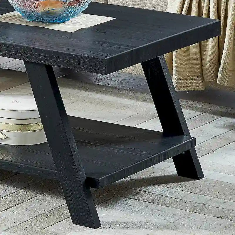 Table basse contemporaine en bois avec étagère, finition blanche, pour salon