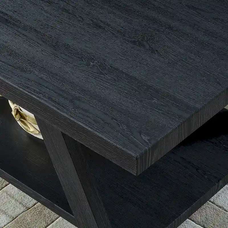 Table basse contemporaine en bois avec étagère, finition blanche, pour salon