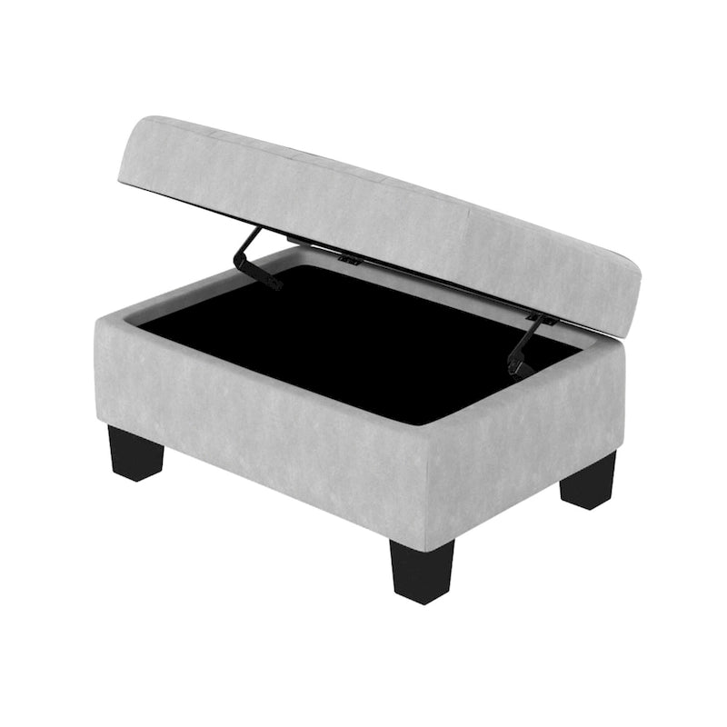 Orisfur. Canapé d'angle modulable en L peu encombrant avec pouf de rangement et porte-gobelets
