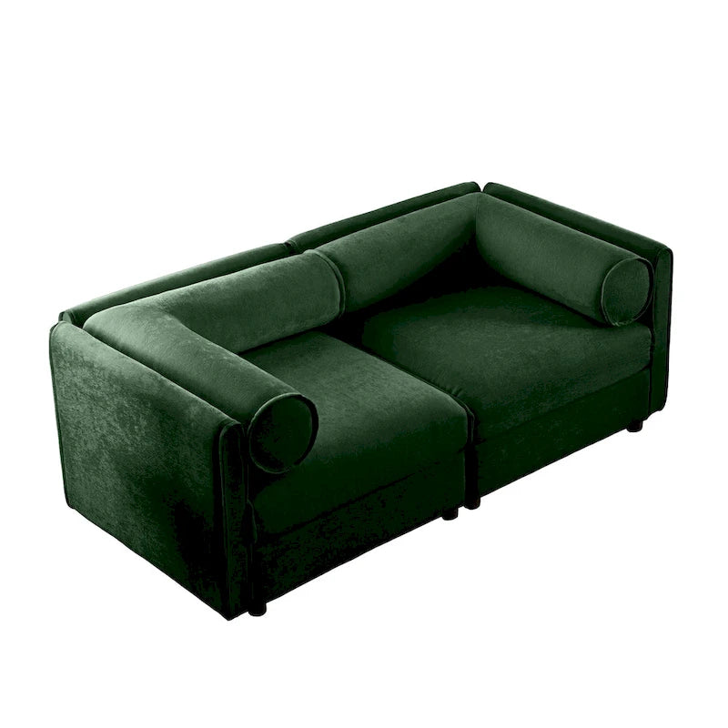 Canapé modulable 2 places en chenille de 75,5 po avec coffre de rangement, combinaison à assembler soi-même
