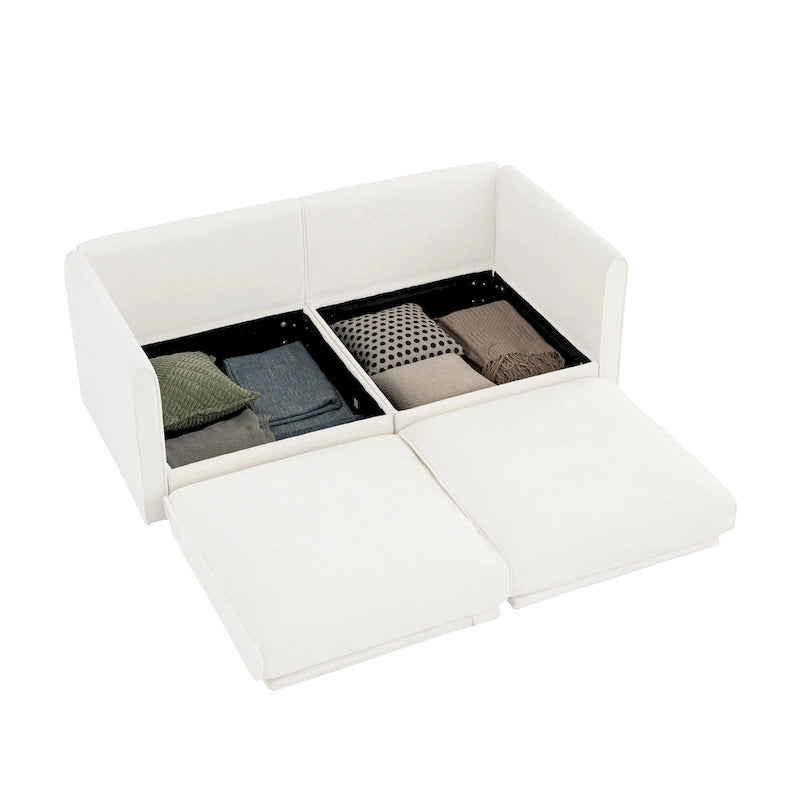 Canapé modulable 2 places en chenille de 75,5 po avec coffre de rangement, combinaison à assembler soi-même