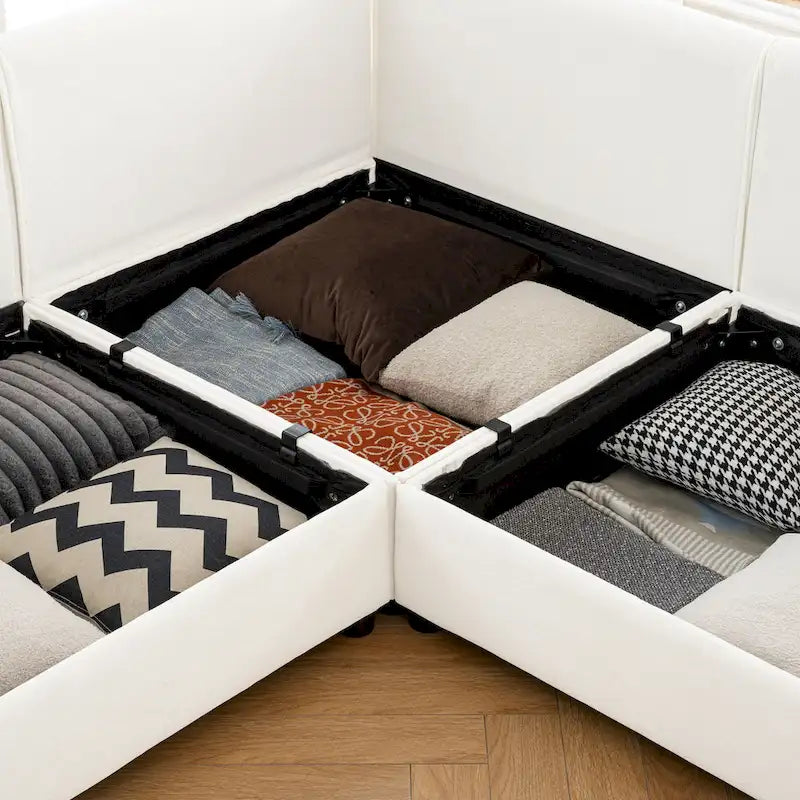 Canapé modulable 2 places en chenille de 75,5 po avec coffre de rangement, combinaison à assembler soi-même