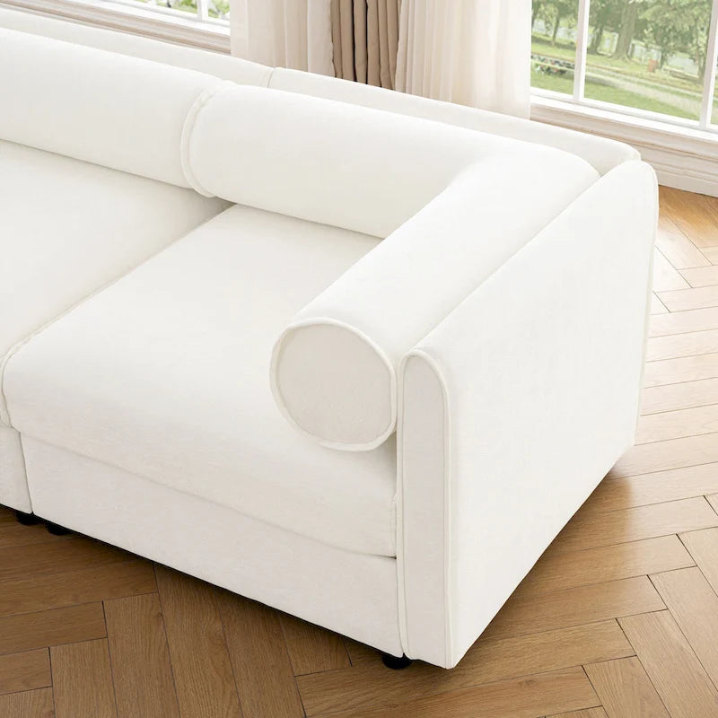 Canapé modulable 2 places en chenille de 75,5 po avec coffre de rangement, combinaison à assembler soi-même
