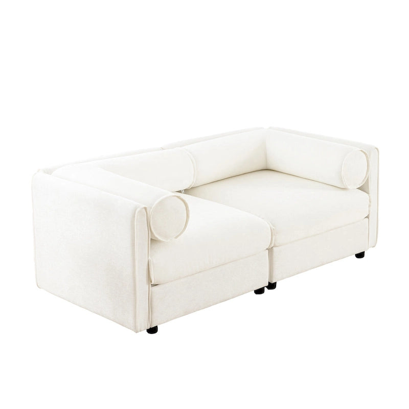 Canapé modulable 2 places en chenille de 75,5 po avec coffre de rangement, combinaison à assembler soi-même