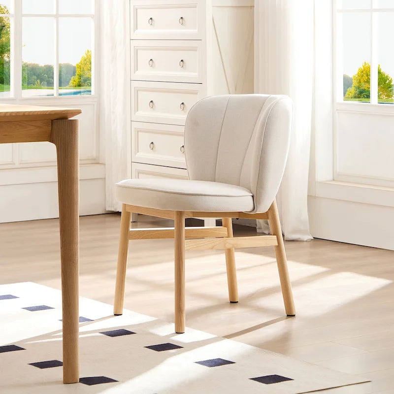 Chaise de salle à manger moderne sans accoudoirs, avec cadre en bois et assise rembourrée, adaptée à la cuisine, au salon et au restaurant
