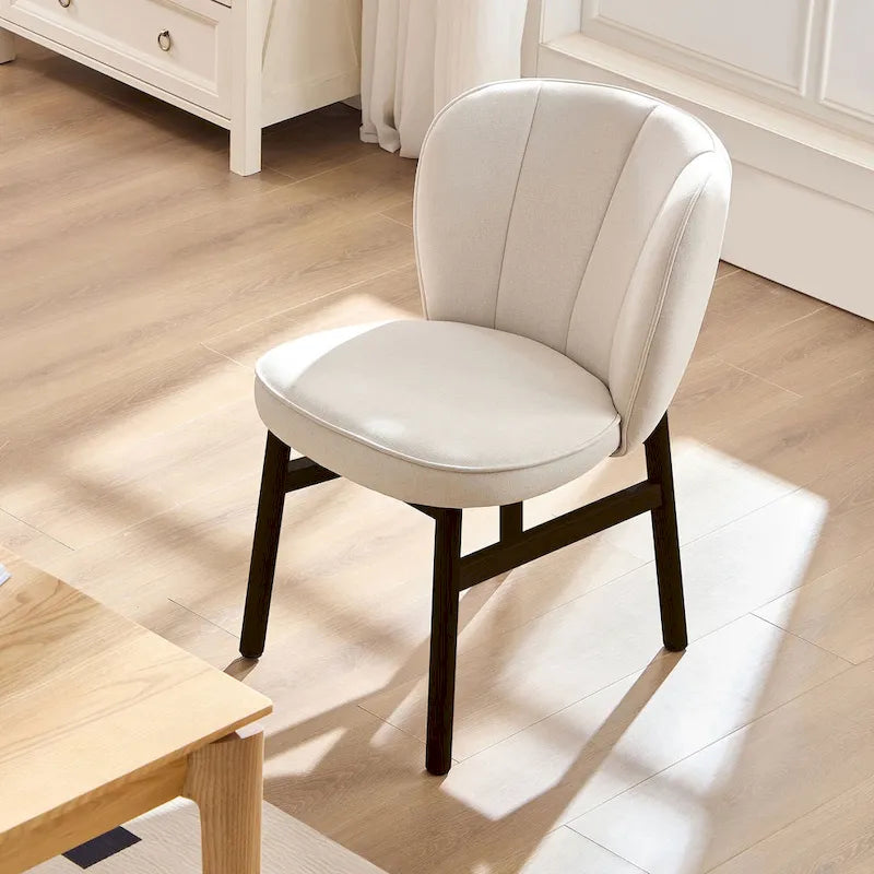 Chaise de salle à manger moderne sans accoudoirs, avec cadre en bois et assise rembourrée, adaptée à la cuisine, au salon et au restaurant