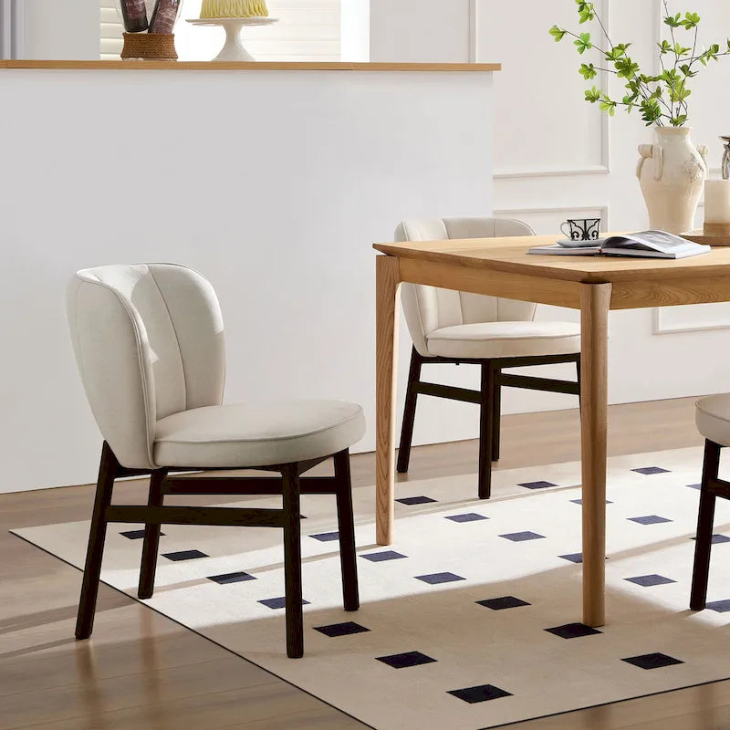 Chaise de salle à manger moderne sans accoudoirs, avec cadre en bois et assise rembourrée, adaptée à la cuisine, au salon et au restaurant