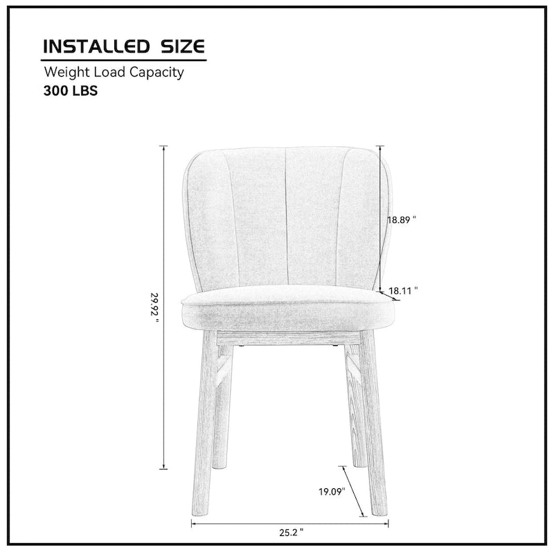 Chaise de salle à manger moderne sans accoudoirs, avec cadre en bois et assise rembourrée, adaptée à la cuisine, au salon et au restaurant