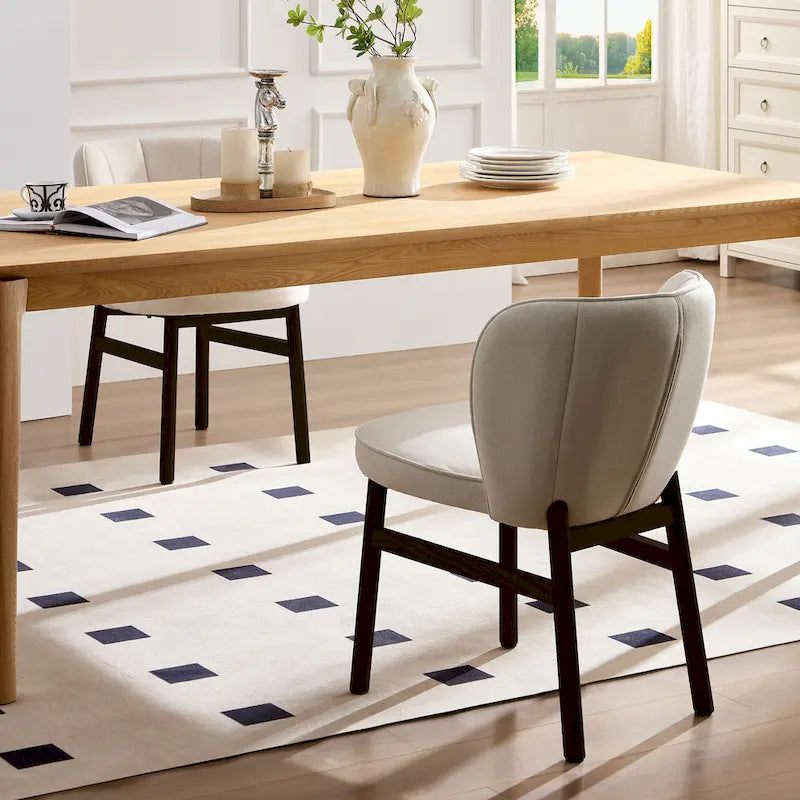 Chaise de salle à manger moderne sans accoudoirs, avec cadre en bois et assise rembourrée, adaptée à la cuisine, au salon et au restaurant