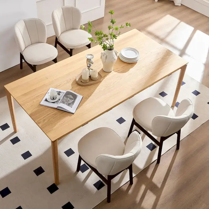 Chaise de salle à manger moderne sans accoudoirs, avec cadre en bois et assise rembourrée, adaptée à la cuisine, au salon et au restaurant